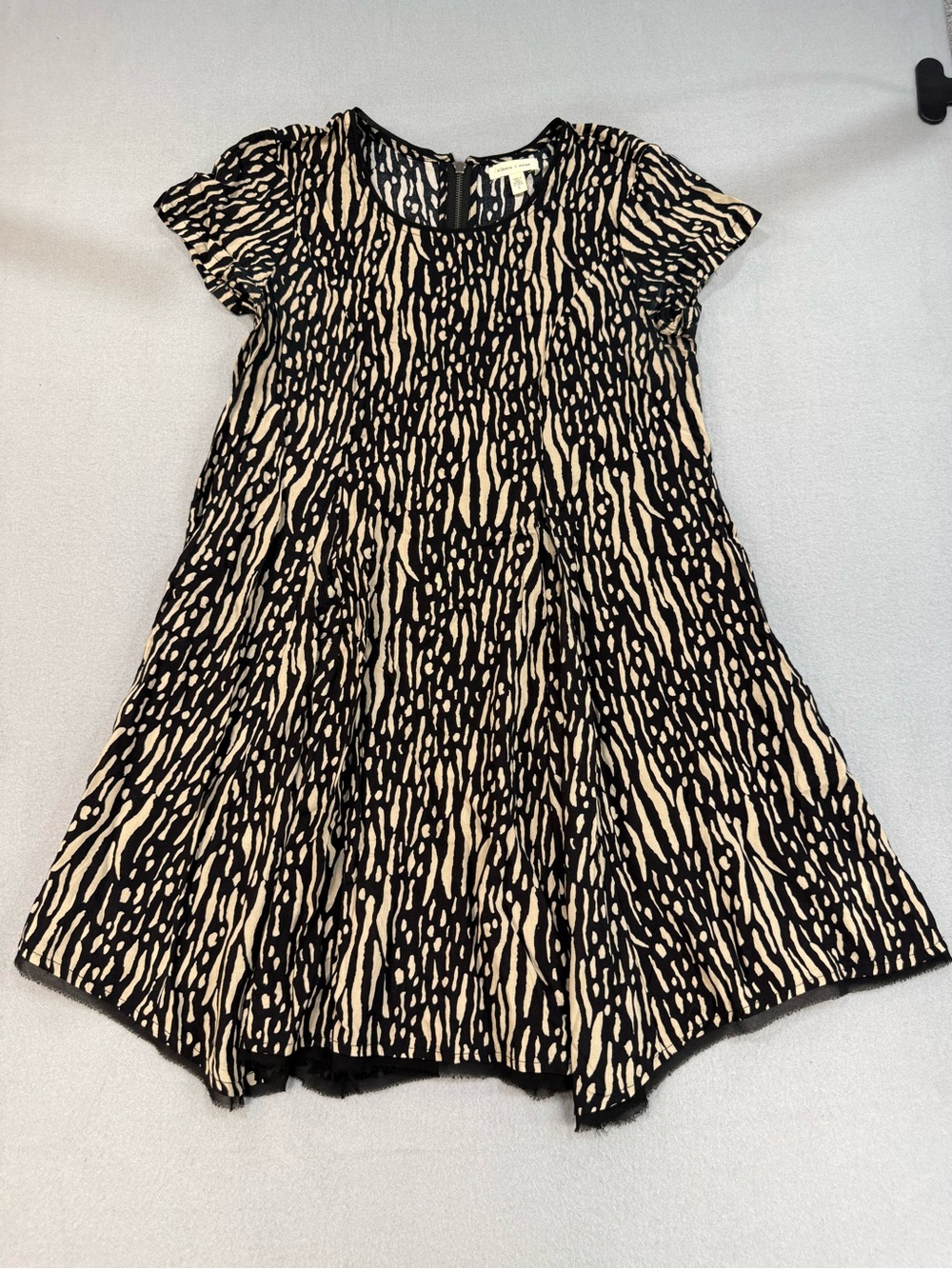 silence + noise Urban Outfitters Black Beige Swing Dress S Rayon 90’s Indie